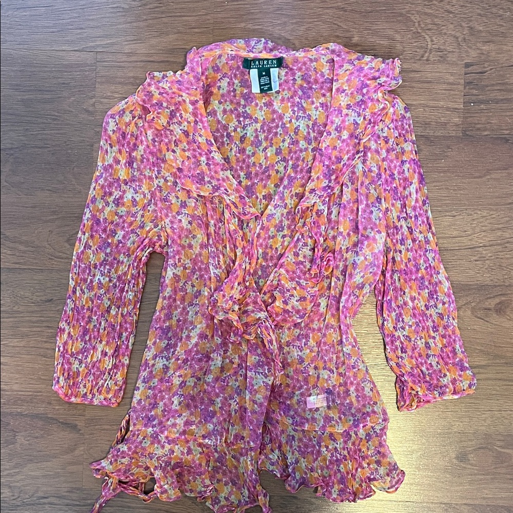 Ralph Lauren sheer tie wrap top